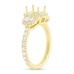 0.95ct 18k Yellow Gold Diamond Semi-mount Ring for 7.5x5.5mm Center
