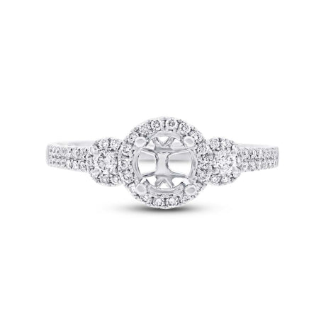 0.35ct 14k White Gold Diamond Semi-mount Ring for 0.50ct Center Size 8.5