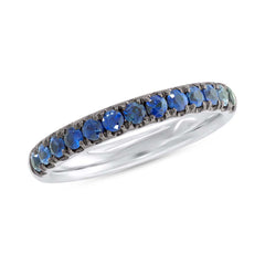 0.68ct 14k White Gold Blue Sapphire Lady's Band Size 6