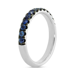 0.68ct 14k White Gold Blue Sapphire Lady's Band Size 6