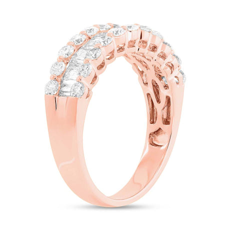 1.36ct 14k Rose Gold Diamond Baguette Lady's Band