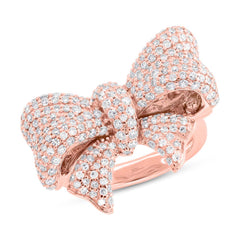 1.55ct 14k Rose Gold Diamond Ribbon Bow Ring Size 4