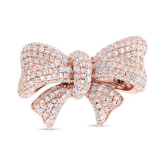 1.55ct 14k Rose Gold Diamond Ribbon Bow Ring Size 4