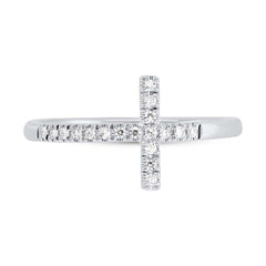 0.05ct 14k White Gold Diamond Cross Ring Size 2.5