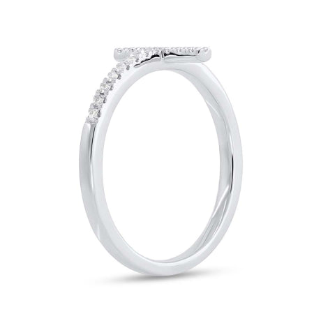 0.05ct 14k White Gold Diamond Cross Ring Size 2.5