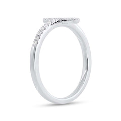 0.05ct 14k White Gold Diamond Cross Ring Size 2.5