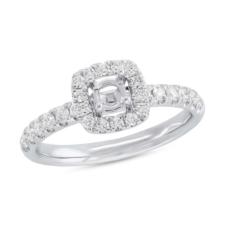0.45ct 14k White Gold Diamond Semi-mount Ring for 0.25ct Center
