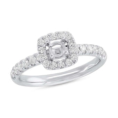 0.45ct 14k White Gold Diamond Semi-mount Ring for 0.25ct Center