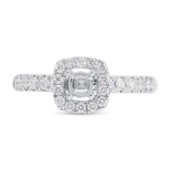 0.45ct 14k White Gold Diamond Semi-mount Ring for 0.25ct Center