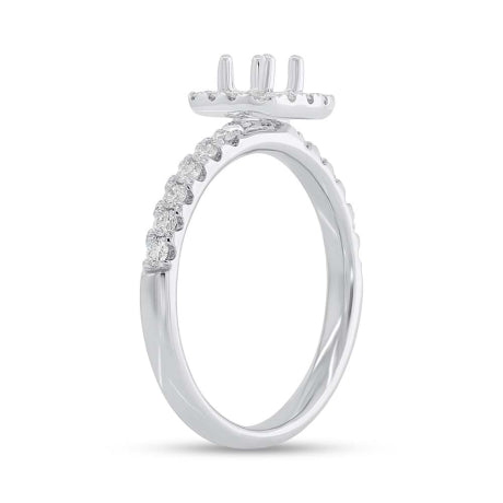 0.45ct 14k White Gold Diamond Semi-mount Ring for 0.25ct Center