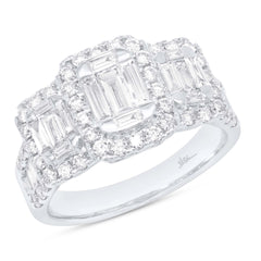 1.75ct 14k White Gold Diamond Baguette Lady's Ring Size 8.5