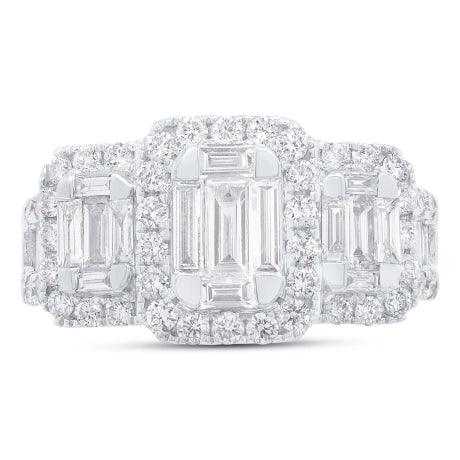 1.75ct 14k White Gold Diamond Baguette Lady's Ring Size 8.5