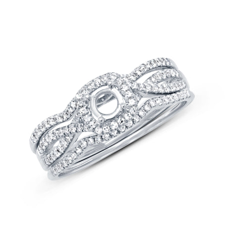 0.29ct 14k White Gold Diamond Semi-mount Ring for 0.25ct Center 3-pc