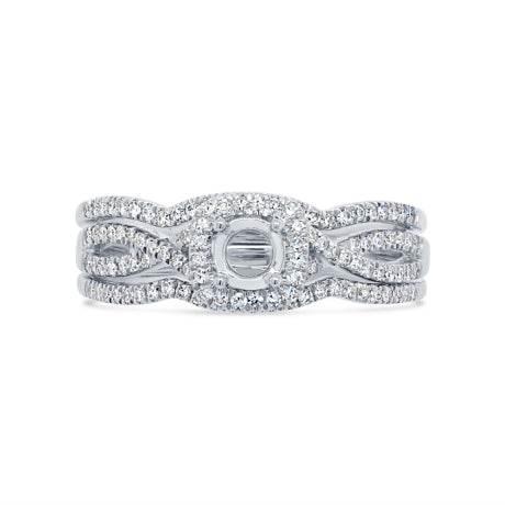 0.29ct 14k White Gold Diamond Semi-mount Ring for 0.25ct Center 3-pc