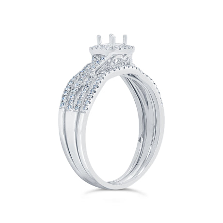 0.29ct 14k White Gold Diamond Semi-mount Ring for 0.25ct Center 3-pc