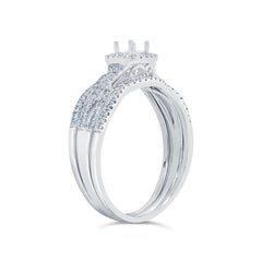 0.29ct 14k White Gold Diamond Semi-mount Ring for 0.25ct Center 3-pc