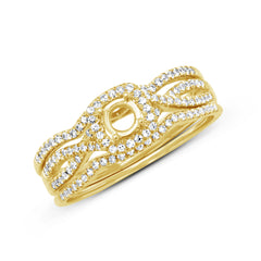 0.29ct 14k Yellow Gold Diamond Semi-mount Ring for 0.25ct Center 3-pc