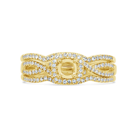 0.29ct 14k Yellow Gold Diamond Semi-mount Ring for 0.25ct Center 3-pc