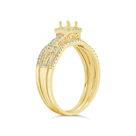 0.29ct 14k Yellow Gold Diamond Semi-mount Ring for 0.25ct Center 3-pc