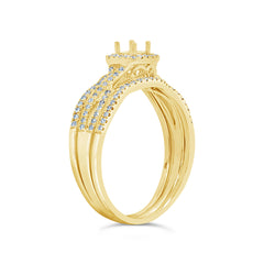 0.29ct 14k Yellow Gold Diamond Semi-mount Ring for 0.25ct Center 3-pc