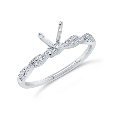 0.13ct 14k White Gold Diamond Semi-mount Ring for 1.00ct Center