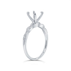 0.13ct 14k White Gold Diamond Semi-mount Ring for 1.00ct Center