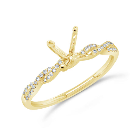 0.13ct 14k Yellow Gold Diamond Semi-mount Ring for 1.00ct Center