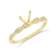 0.13ct 14k Yellow Gold Diamond Semi-mount Ring for 1.00ct Center