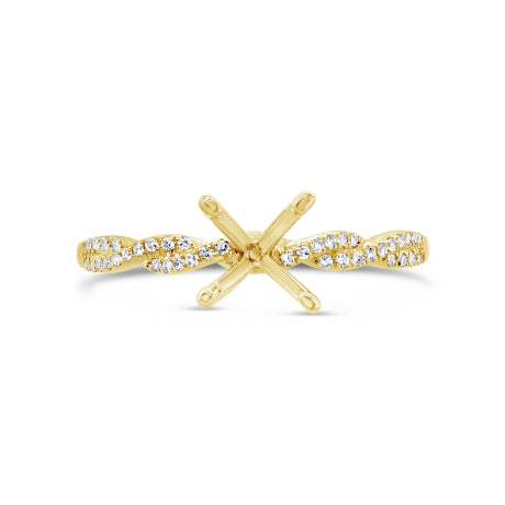 0.13ct 14k Yellow Gold Diamond Semi-mount Ring for 1.00ct Center