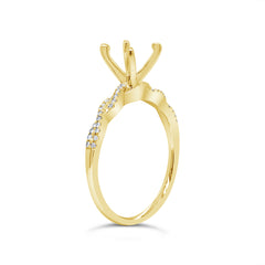 0.13ct 14k Yellow Gold Diamond Semi-mount Ring for 1.00ct Center