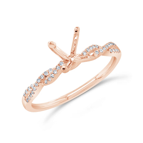 0.13ct 14k Rose Gold Diamond Semi-mount Ring for 1.00ct Center