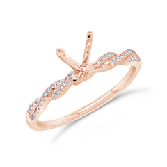 0.13ct 14k Rose Gold Diamond Semi-mount Ring for 1.00ct Center