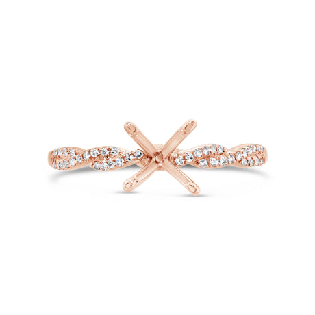 0.13ct 14k Rose Gold Diamond Semi-mount Ring for 1.00ct Center