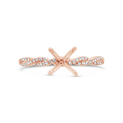0.13ct 14k Rose Gold Diamond Semi-mount Ring for 1.00ct Center