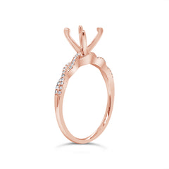 0.13ct 14k Rose Gold Diamond Semi-mount Ring for 1.00ct Center