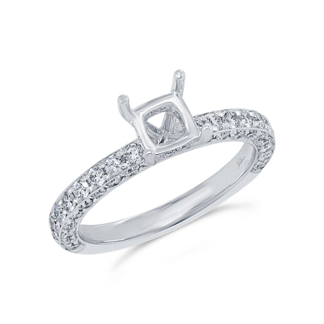 1.12ct 14k White Gold Diamond Semi-mount Ring for 1.25ct Center