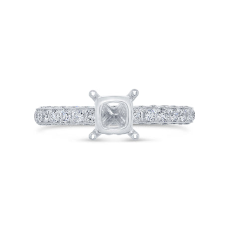 1.12ct 14k White Gold Diamond Semi-mount Ring for 1.25ct Center