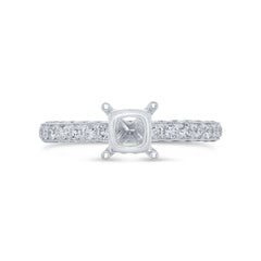 1.12ct 14k White Gold Diamond Semi-mount Ring for 1.25ct Center