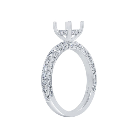 1.12ct 14k White Gold Diamond Semi-mount Ring for 1.25ct Center