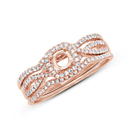 0.29ct 14k Rose Gold Diamond Semi-mount Ring for 0.25ct Center 3-pc