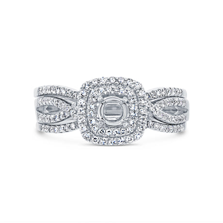 0.35ct 14k White Gold Diamond Semi-mount Ring for 0.25ct Center 3-pc