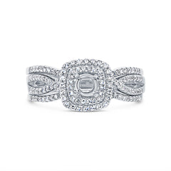 0.35ct 14k White Gold Diamond Semi-mount Ring for 0.25ct Center 3-pc