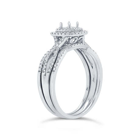 0.35ct 14k White Gold Diamond Semi-mount Ring for 0.25ct Center 3-pc