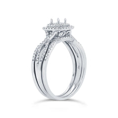 0.35ct 14k White Gold Diamond Semi-mount Ring for 0.25ct Center 3-pc
