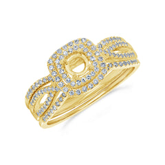 0.35ct 14k Yellow Gold Diamond Semi-mount Ring for 0.25ct Center 3-pc