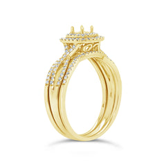 0.35ct 14k Yellow Gold Diamond Semi-mount Ring for 0.25ct Center 3-pc