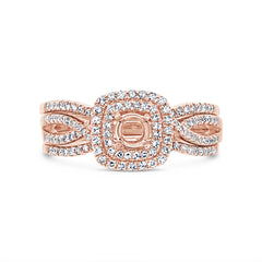 0.35ct 14k Rose Gold Diamond Semi-mount Ring for 0.25ct Center 3-pc