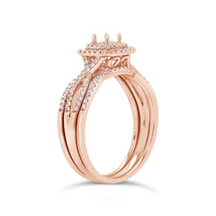 0.35ct 14k Rose Gold Diamond Semi-mount Ring for 0.25ct Center 3-pc