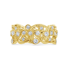 1.26ct 14k Yellow Gold Diamond Lady's Leaf Ring