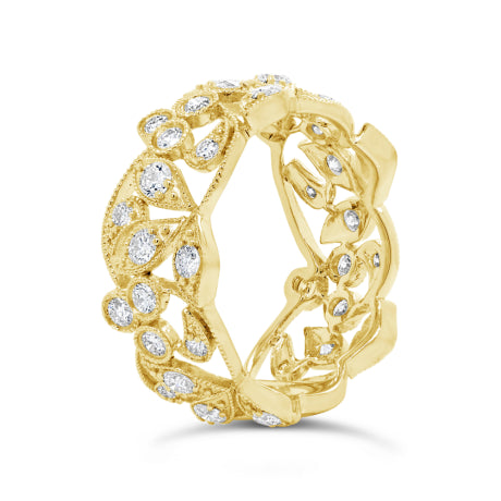 1.26ct 14k Yellow Gold Diamond Lady's Leaf Ring